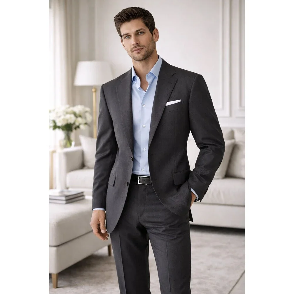 CANALI ITALY MADE 100‎ % Wool Blazer Jacket Gray Pinstripe 42L Sport Coat